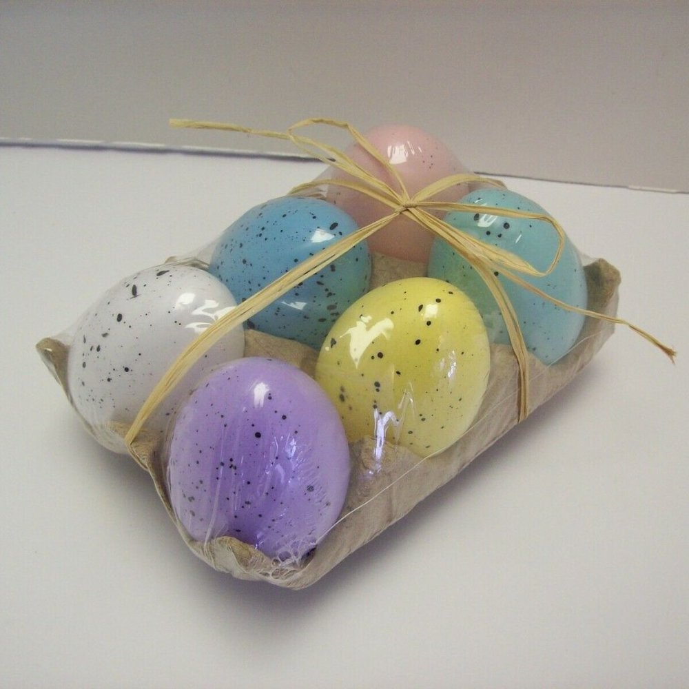 6 Freckled Plastic Easter Eggs/Decor in Carton 7